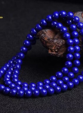 天然青金石手串 阿m富汗老矿青金多圈佛珠手链 男女款水晶饰品