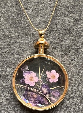 金属环压花树脂吊坠项链个性纯手工情侣男女生日礼物