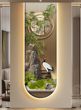 极速新中式竹报平安玄关s装饰画富贵竹入户细长条挂画楼梯走廊带