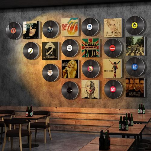 极速网红烧烤店墙面装饰品创意工业风酒I吧场景布置周杰伦黑胶唱 - 图2