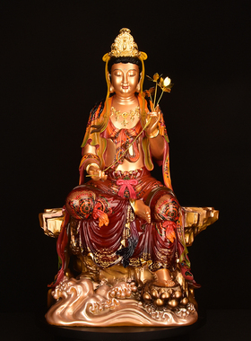 新品琉璃彩西方三圣阿弥陀佛观音菩萨大势至O菩萨佛像供奉摆件坐