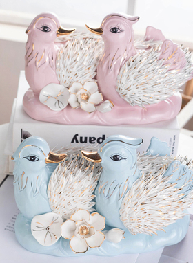 极速陶瓷鸳鸯戏水新婚结婚礼物家居卧F室酒柜电视柜婚房布置装饰