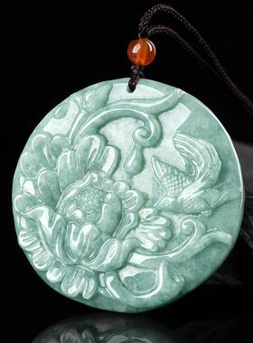 极速天然翡翠吊坠玉石挂件牡丹花喜鹊J冰种毛衣链玉坠男女玉器