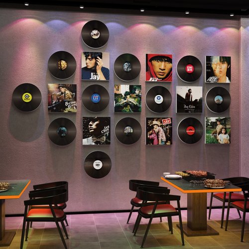 极速网红烧烤店墙面装饰品创意工业风酒I吧场景布置周杰伦黑胶唱 - 图0