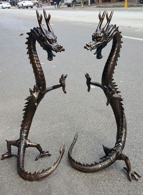 极速纯铜升龙摆件大号升r龙立龙站龙生肖龙家居店铺办公室装饰黄