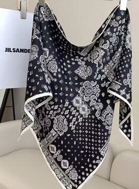 大三角巾黑腰果花百搭包头高级