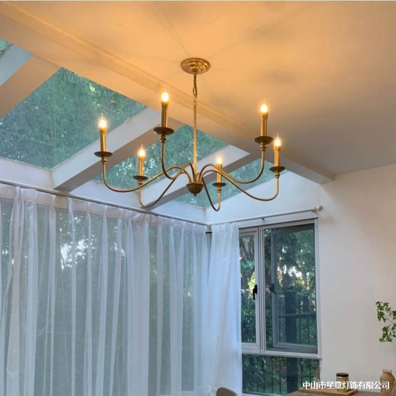 居尚灯饰美式复古客厅吊灯设计师欧式极简全铜餐厅卧室书房蜡烛灯,淘宝优惠券,粉丝福利购,淘宝优惠卷