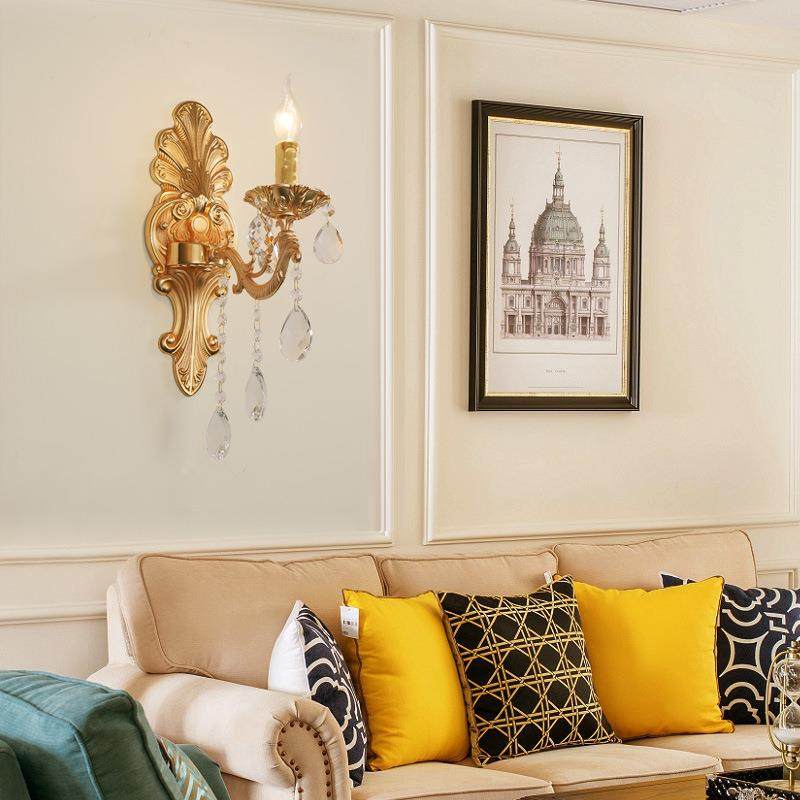 欧式锌合金墙壁灯餐厅客厅金色水晶壁灯别墅酒店过道走廊装饰壁灯,淘宝优惠券,粉丝福利购,淘宝优惠卷