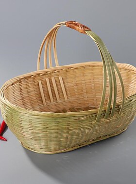 竹编菜篮子竹篮收纳筐手提u篮手工水果篮鸡蛋篮大容量家用购物篮