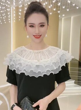 搭配吊带裙子的外搭女短款春夏季百搭黑色薄款开衫坎肩蕾丝小披肩