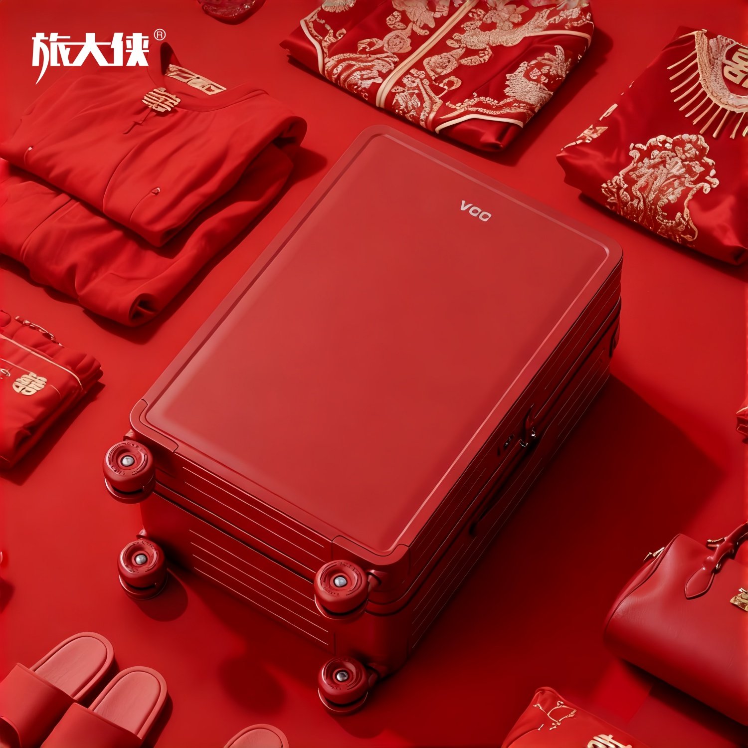 旅大侠宽拉杆结婚行李箱女陪嫁箱红色密码箱婚礼蜜月喜箱子母箱女,淘宝优惠券,粉丝福利购,淘宝优惠卷