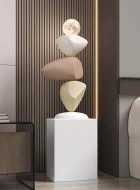 时来运转石头摆件客厅电视柜大型A落地装饰品艺术入户高级感寓意