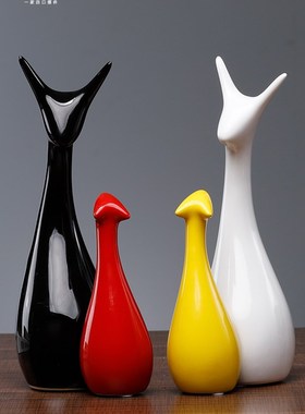 招财鹿摆件电视柜工m艺品陶瓷雕塑酒柜家居客厅装饰品创意结婚礼