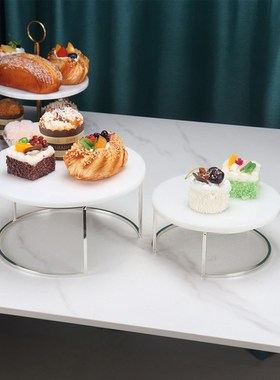 北欧风大理石托盘收纳置物架大小套装收纳蛋糕架水果盘甜品盘