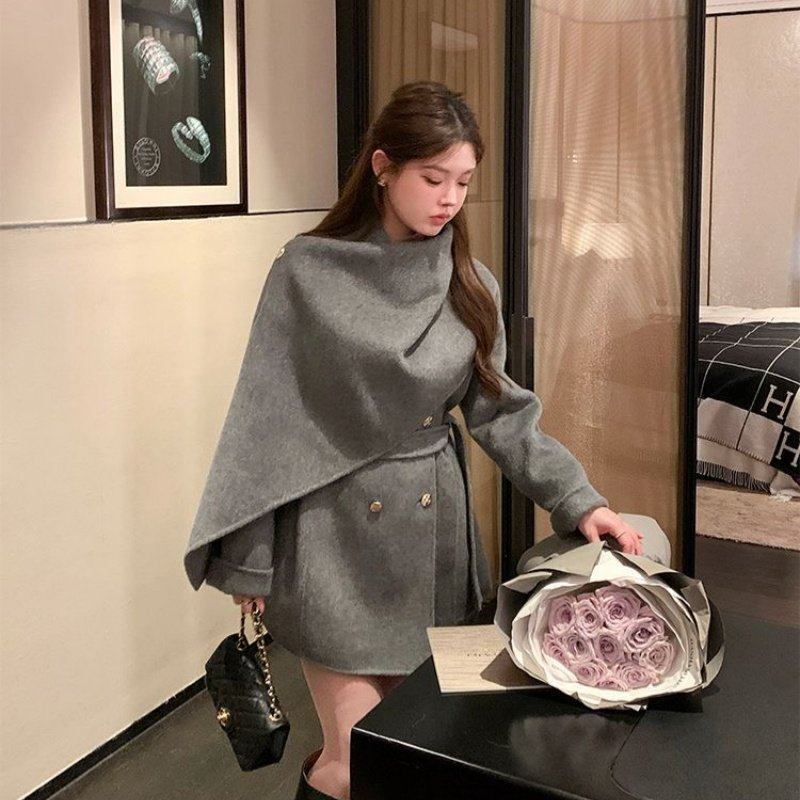 千金穿搭高级感披肩围巾斗篷呢子大衣温柔毛呢外套女秋冬夹棉加厚,淘宝优惠券,粉丝福利购,淘宝优惠卷