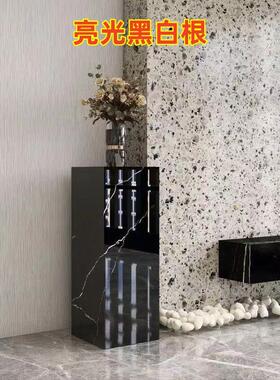 岩板花架轻奢客厅电视柜旁边几酒店办公室大理石摆件底座雕塑摆台