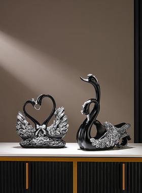 创意轻奢高档红酒架黑天鹅摆件高端餐桌边酒柜摆红酒瓶架子装饰品