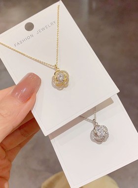 韩版气质小众时尚缠绕锆石花朵项链森系轻奢网红锁骨链设计感颈链