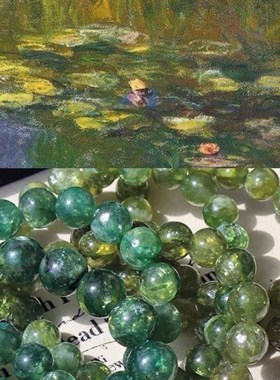 天然绿祖母晶手串莫奈油画青龙鳞云母质玉手链 时尚百搭 厂家