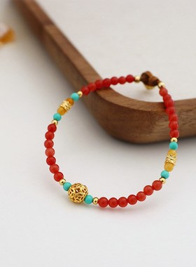 新中式天然石串珠国风女士项链高级感小众百搭简约气质轻奢锁骨链