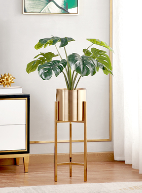 轻奢金属落地花瓶客厅电视柜样板房大号插花摆件现代简约花盘底座