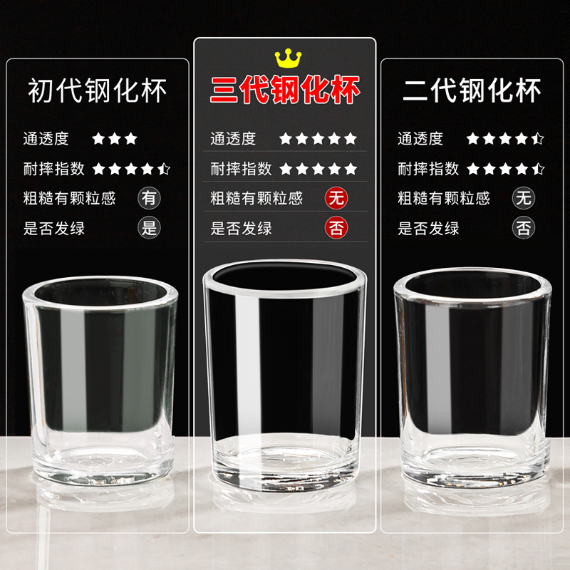 钢化玻璃杯啤酒杯杯子八角杯耐热茶杯烈酒杯威士忌杯加厚酒吧KTV