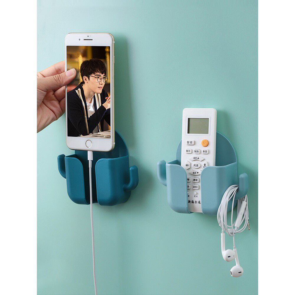 手机充电床头放置架固定粘贴壁挂多功能置物手机支架遥控器收纳盒