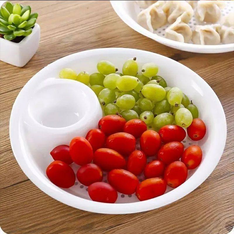 饺子盘沥水家用餐盘塑料菜盘双层圆形碟子水饺吃虾加厚盘子餐具,淘宝优惠券,粉丝福利购,淘宝优惠卷