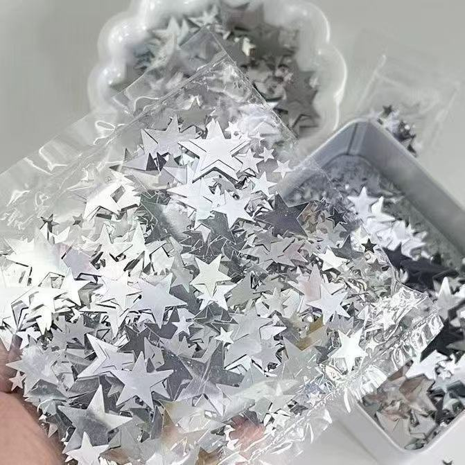 银色星星亮片装饰辅料ins风高颜值出卡打包包装配件填充物diy饰品,淘宝优惠券,粉丝福利购,淘宝优惠卷