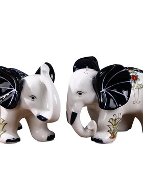 手绘冰裂陶瓷大象摆件轻奢客厅电视柜酒柜装饰Q品乔迁礼品结婚礼