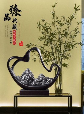 现代中式玄关f摆件酒店客厅会所桌面工艺品样板房抽象饰品