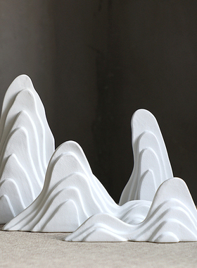 简约新中式意境样板间家居室内陈设品景I观陶瓷假山石山太湖石摆