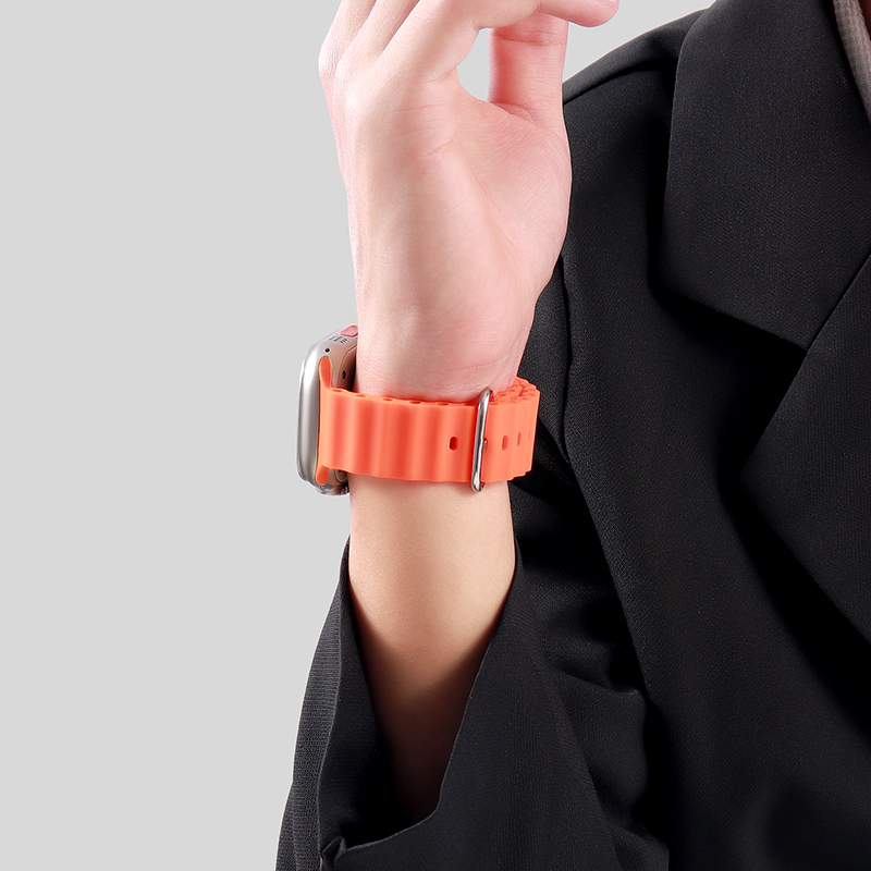 适用iwatch10手表表带海洋硅胶苹果s10手表s9表带apple watch8/7/6/5运动代se男女新款4高级感ultra腕带时尚 - 图3