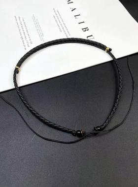 天珠横穿项链绳锁骨链绳蜜蜡横穿吊坠绳挂绳配绳皮绳编绳男士女式