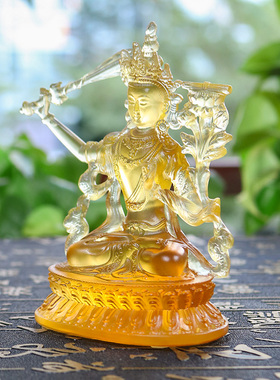 新品禅悦琉璃文殊菩萨佛像大智文殊师利居M家供奉家用客厅桌面摆