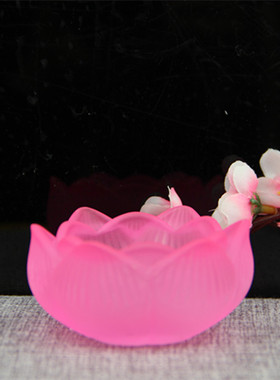 极速七彩琉璃莲花酥油灯座蜡烛台供佛玻璃中O式家用佛具观音佛前