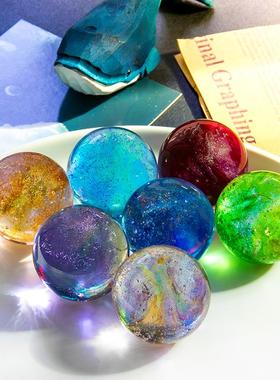 极速发光七彩琉璃珠n水晶球桌面摆件星空小夜灯玻璃球装饰品生日