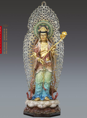 新品台湾86厘米西方三圣铜像纯铜阿弥陀佛像站P像观音佛像家用供