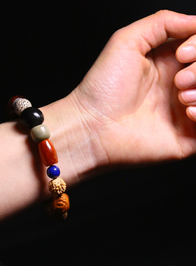 新品菩提十八子手串天然多宝珠原籽白玉星月N金刚菩提子佛珠手链