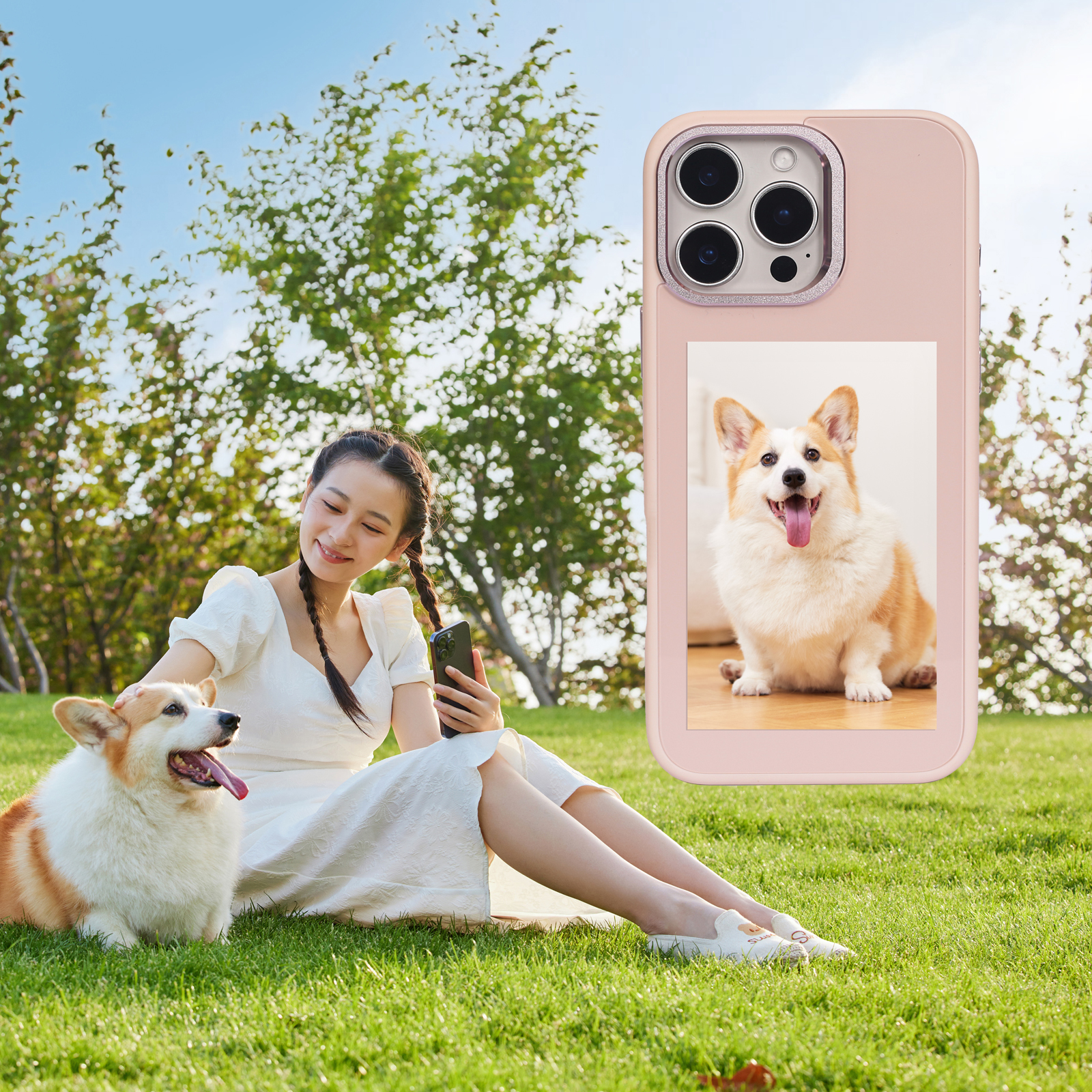 iPhone15/16ProMax墨水屏手机壳 苹果16Pro高清墨水屏手机壳 投屏手机壳 13-16ProMax支架手机保护壳 - 图2