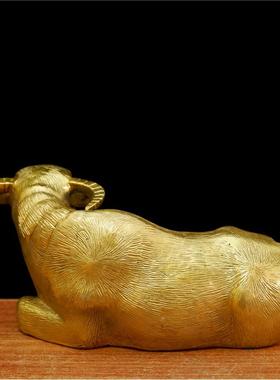 铜牛摆件纯铜卧牛水牛风水铜器家居装饰客厅办公桌动物黄铜工艺品