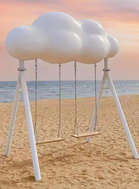 网红打卡云朵秋千座椅玻璃钢雕塑户外景区创意步行街大型装饰摆件