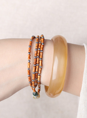 极速天然牛羊角血丝n女士款开口贵妃手镯子环凉血温润通透民族风