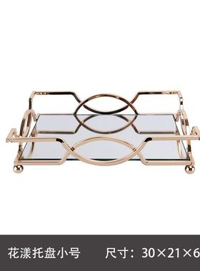 极速北欧简约创意家居摆饰 镜面收纳托盘金属工Q艺礼品摆饰 酒样