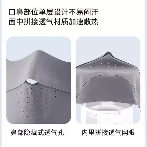 新款冰丝防晒口罩女防紫外线夏季透气遮阳面罩3d立体护眼角脸罩 - 图1