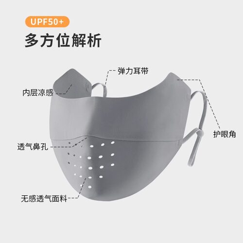 新款冰丝防晒口罩女防紫外线夏季透气遮阳面罩3d立体护眼角脸罩 - 图3