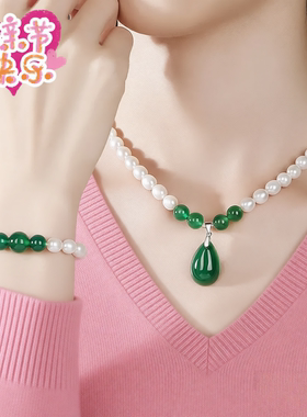 新款珍珠项链女士时尚水滴吊坠新中式长款国风饰品送妈妈生日礼物
