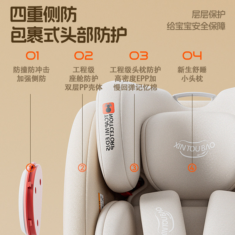 儿童婴儿安全座椅汽车用宝宝车载360旋转0到12岁可坐躺全注塑通风,淘宝优惠券,粉丝福利购,淘宝优惠卷