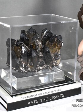 样板间现代新g中式黑色水晶摆件售楼处书房客厅卧室桌面装饰品创