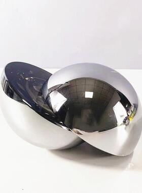 现代极简轻奢高级感精美创意几何交叉飞碟半圆水晶装饰球桌面摆件